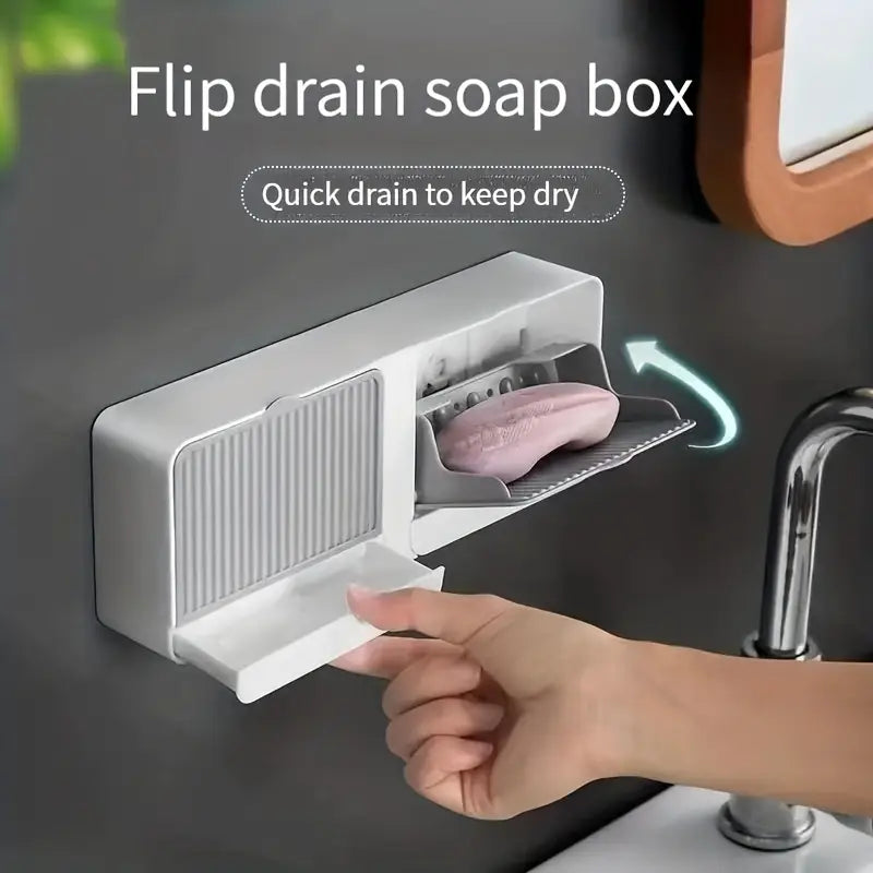 Multifunctional Wall-Mounted Soap Dish with Cover And Drainage, Keeps Soap Clean