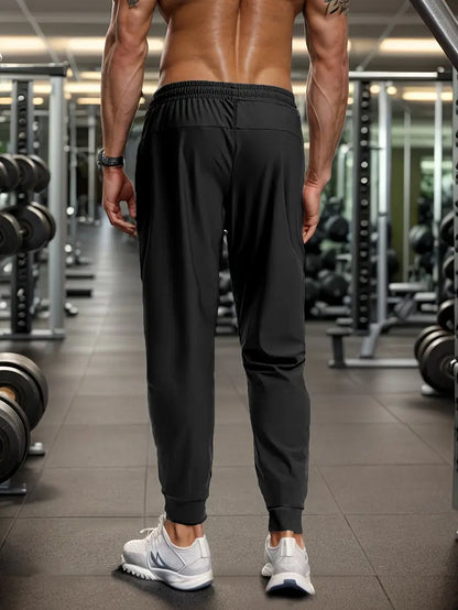 Men'S Casual Sports Nine-Point Pants with Breathable Elastic Fabric, Drawstring Waist, And Zipper Pockets