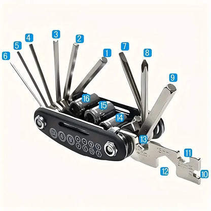 Multifunctional 16 In 1 Portal Bike Tool Kit